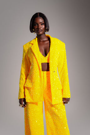 LIZA Sequin Bra Top in AMBER