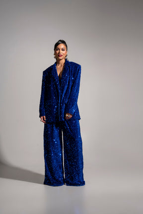 LIZA Sequin Blazer in SAPPHIRE
