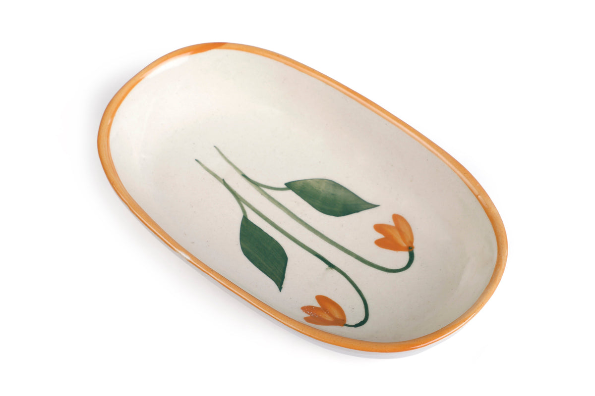 Handmade Ceramic Serving Bowl - Amber , 1.5 x 8 x 4 Inches - Set of 4