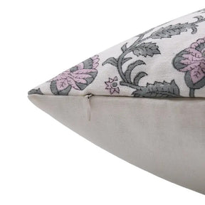 Traditional Hand Block Printed Thick Cotton White Pillow Cover -  Madhubala