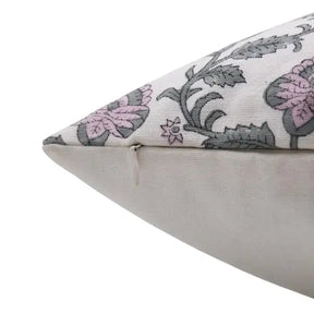 Traditional Hand Block Printed Thick Cotton White Pillow Cover -  Madhubala