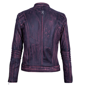 Wine red heather leather jacket