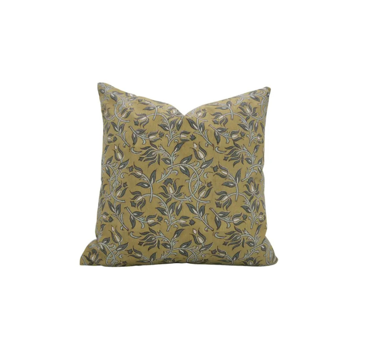 Natural Block Print Linen Blend Pillow Cover - Kamal Dutta