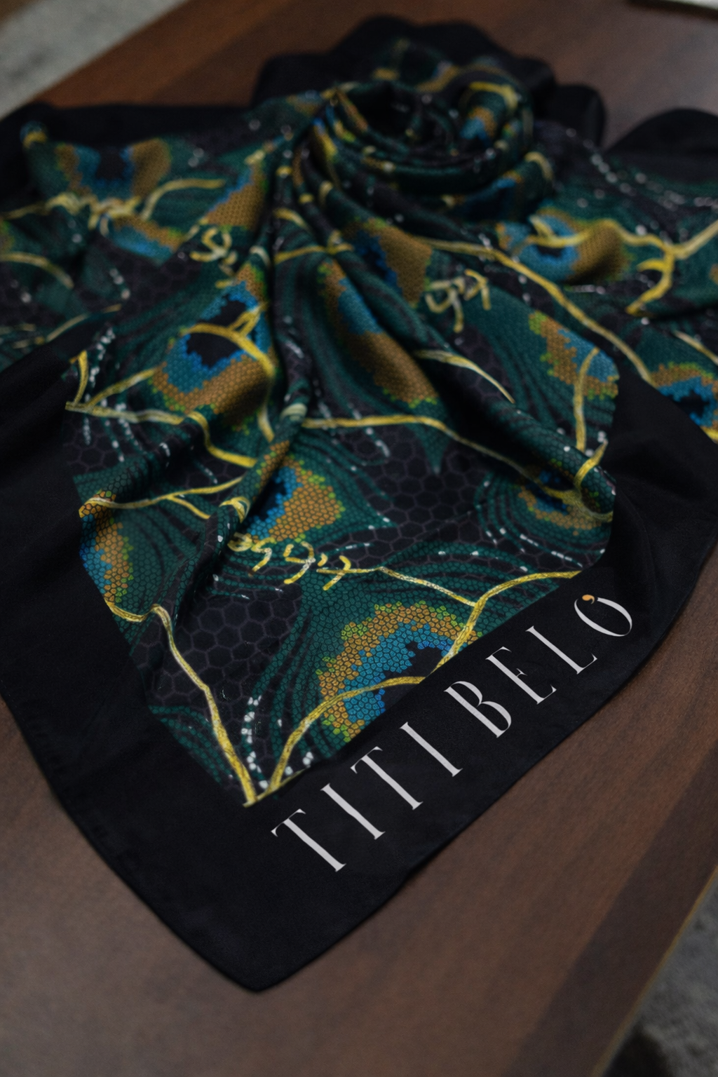 Black Kintsugi Print MT Scarf