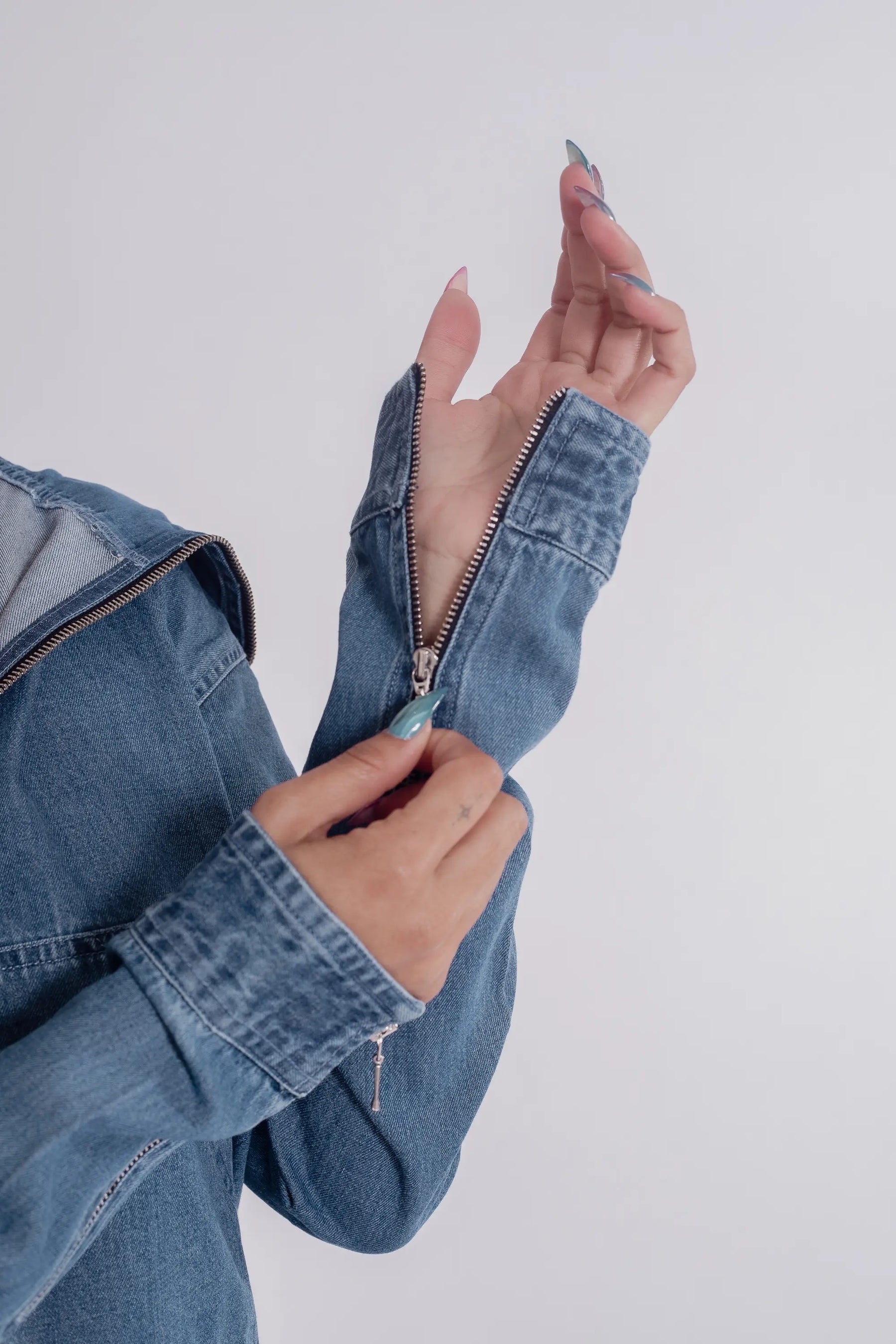 Denim Hoodie- Non Compression