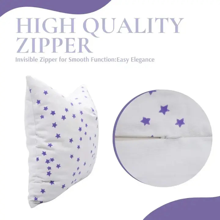 Sparkle Handmade Block Print Thick Cotton White Cushion Cover - Star