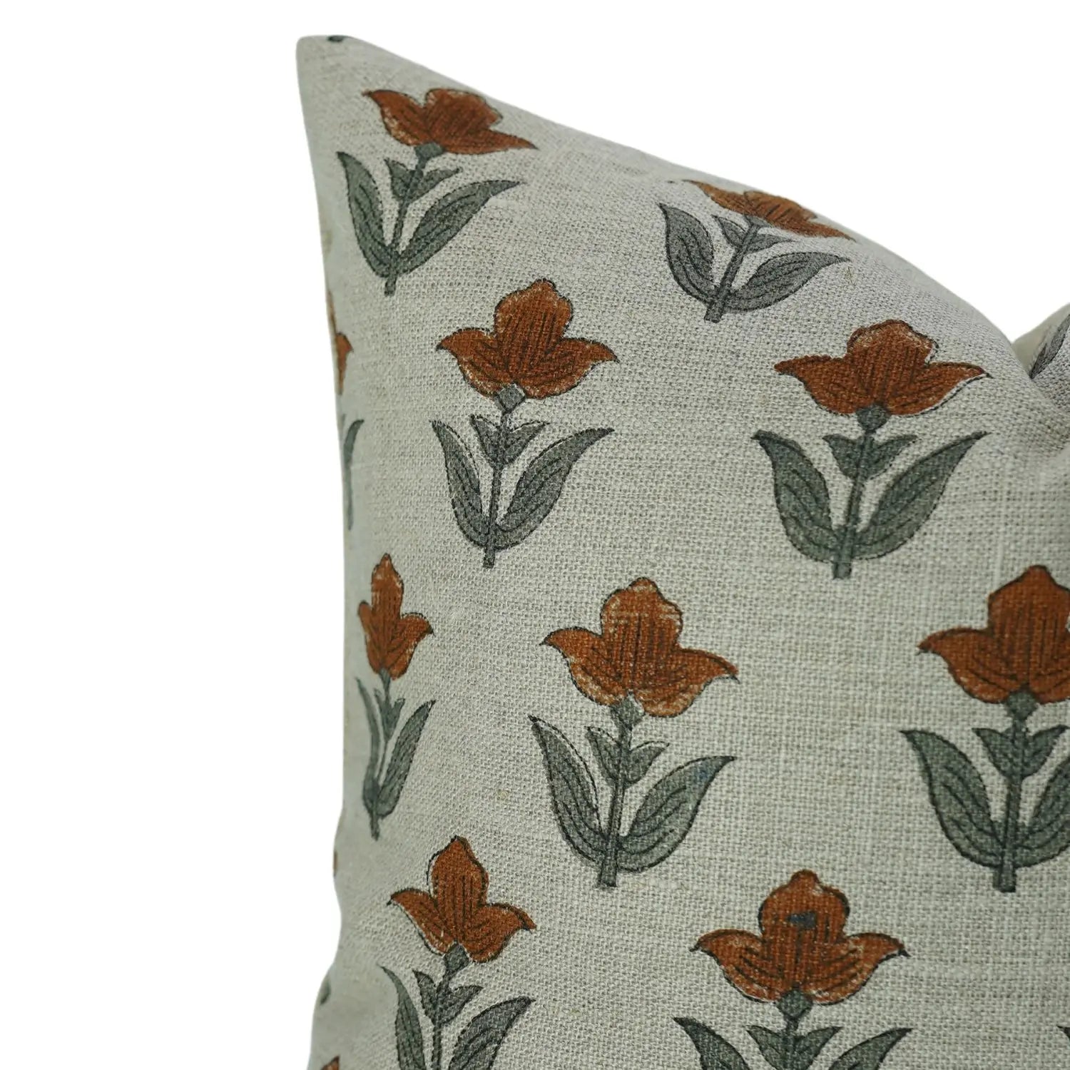 Elegant Block DesignThick Linen Cushion Cover -  Tulip