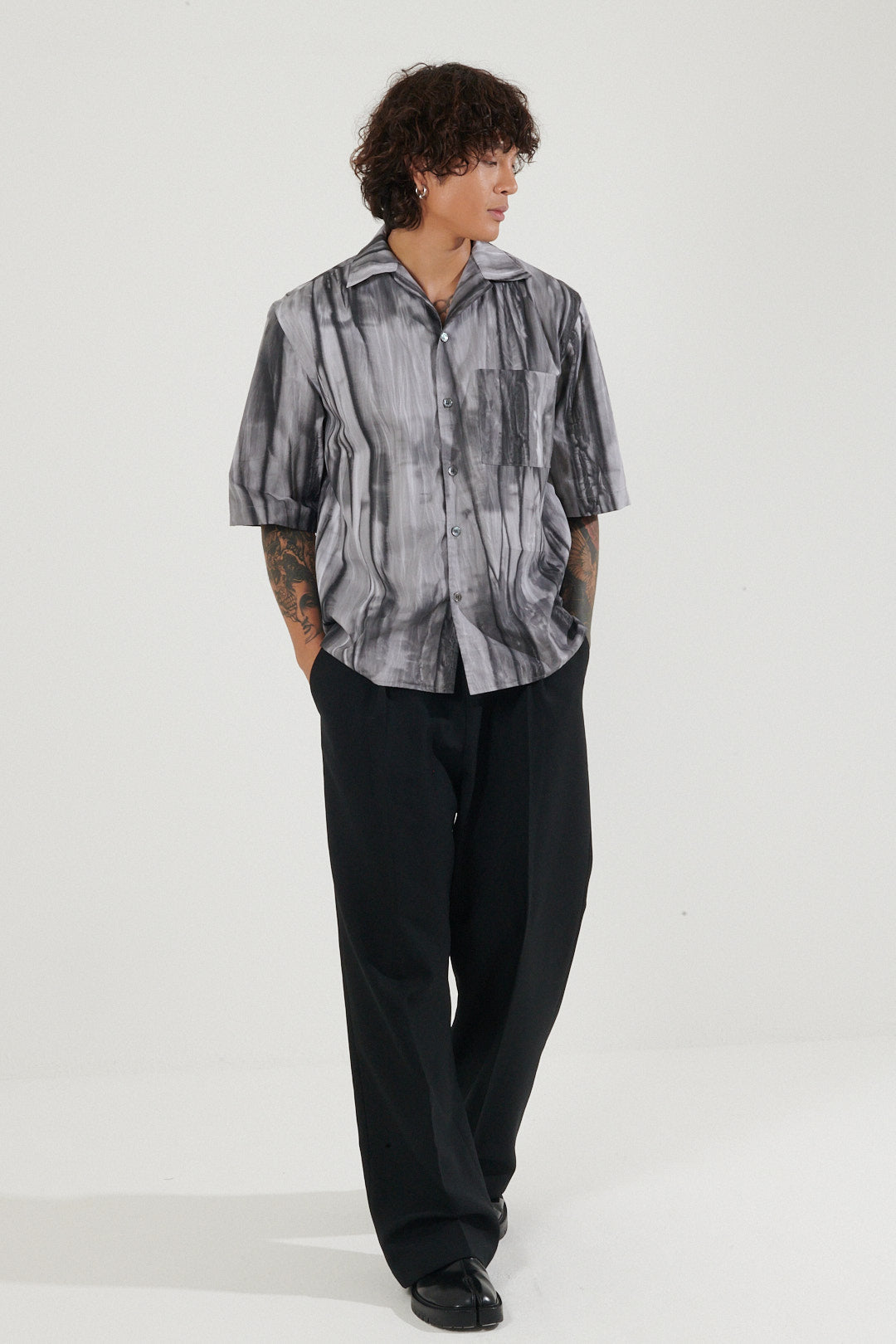 Virunga Black Sun-Faded Camp Collar Shirt