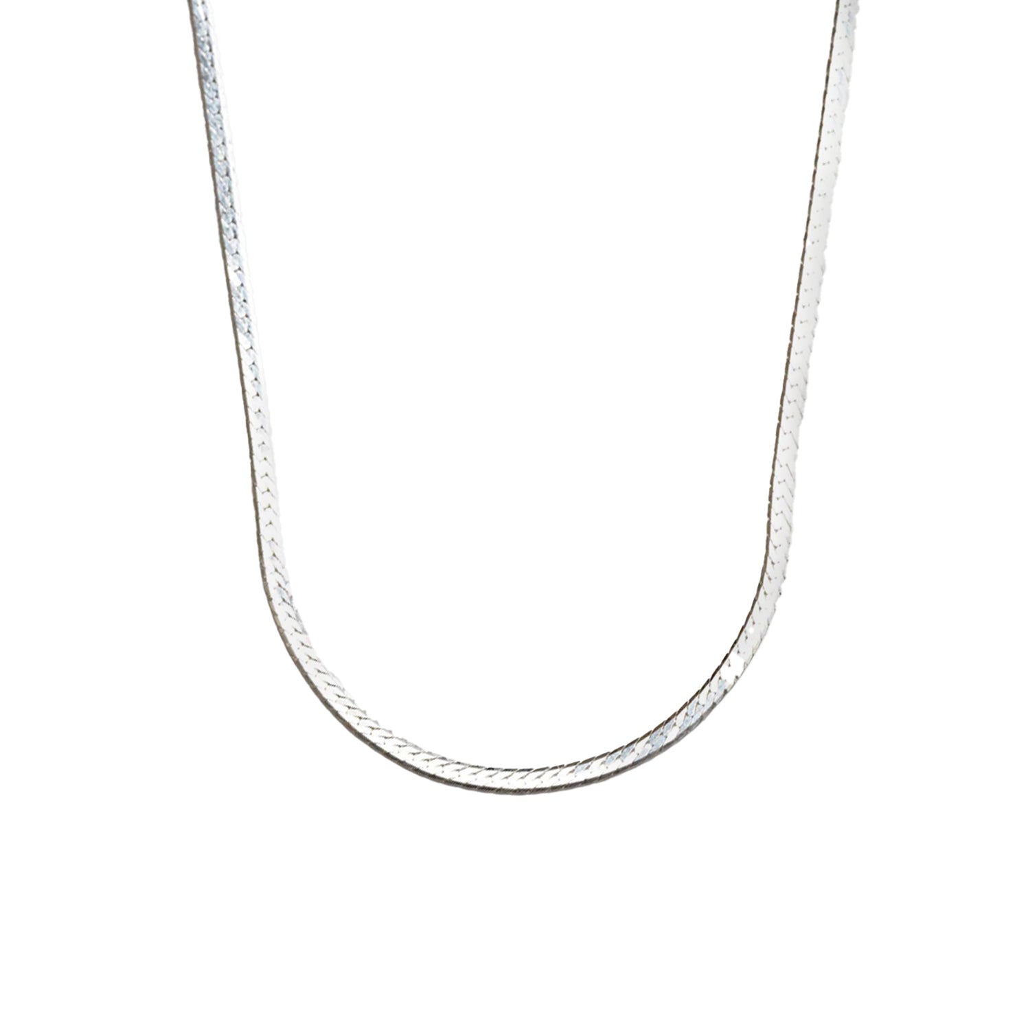 Silver Herringbone Thin Chain Necklace
