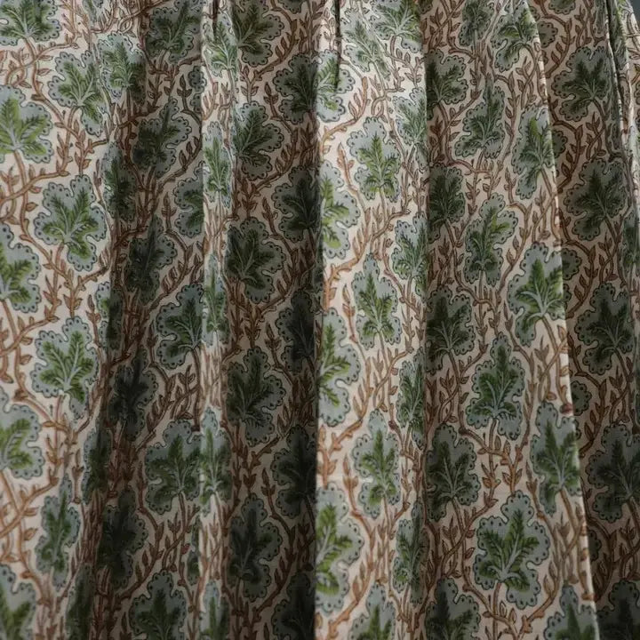 Floral Block Print Design Pleated Curtain -  Pushp Samitha