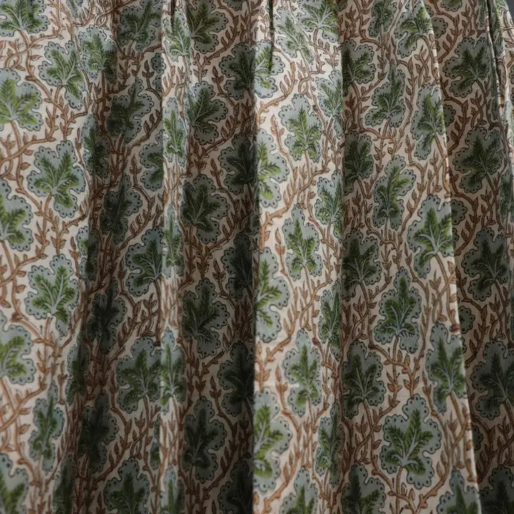 Floral Block Print Design Pleated Curtain -  Pushp Samitha
