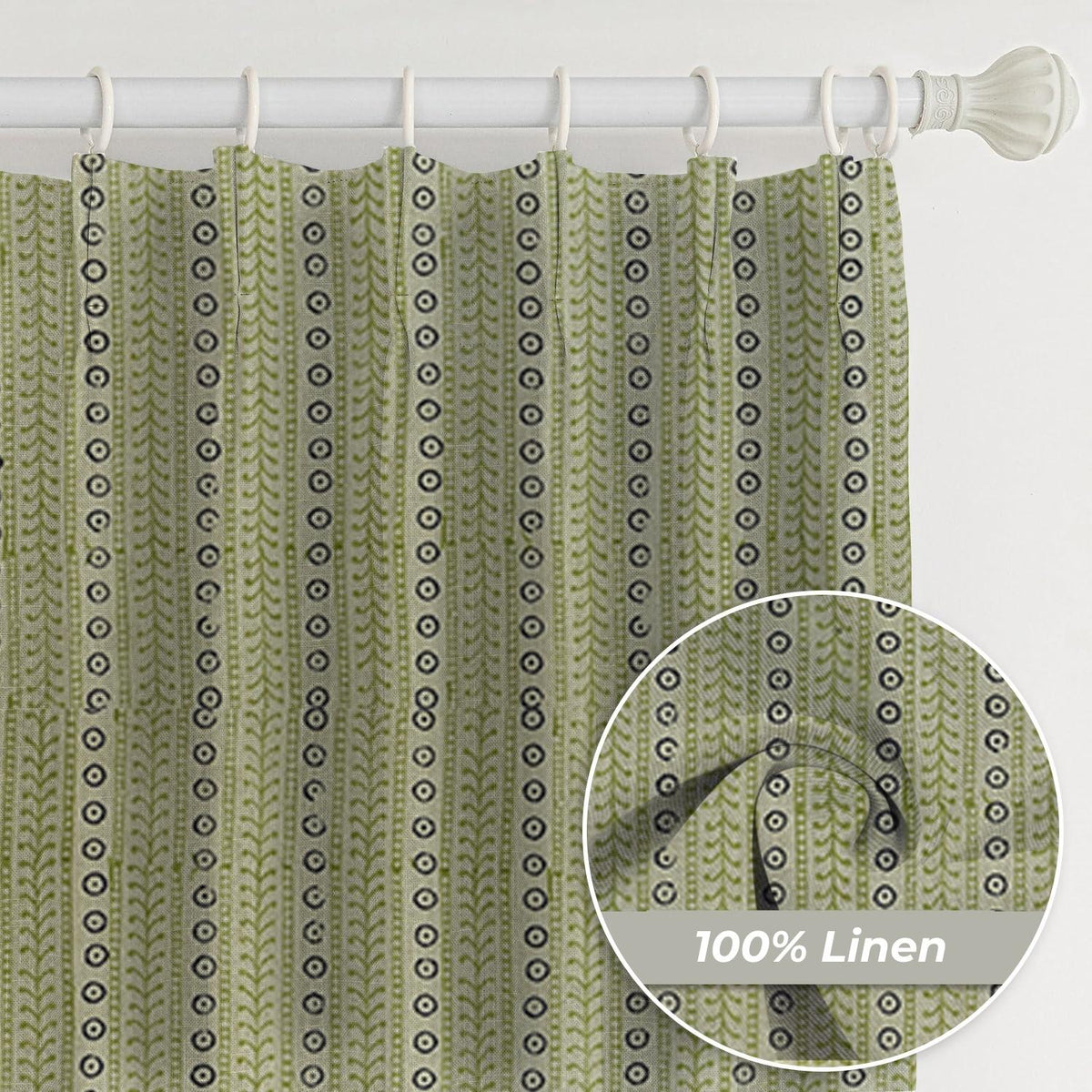 Boho Block Print Thick Linen Pleated Window - Ethic Leheriya