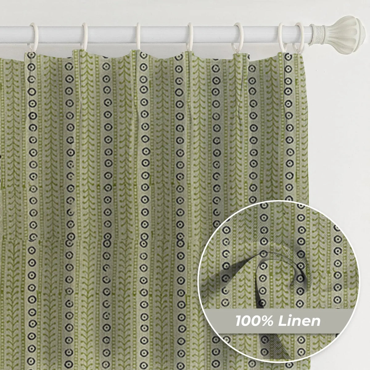 Boho Block Print Thick Linen Pleated Window - Ethic Leheriya