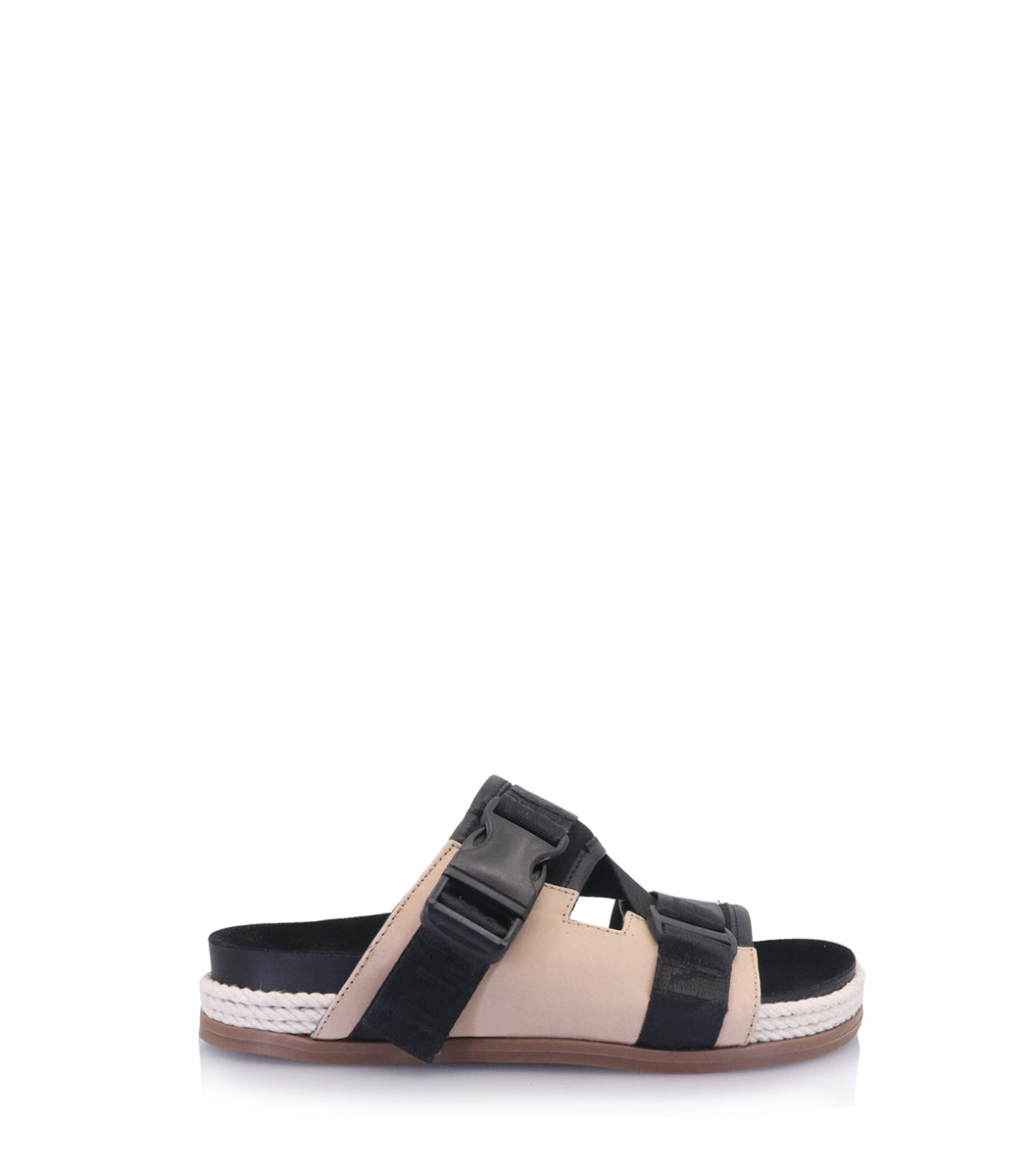 Eco-Friendly Sporty Black Flats with Comfortable Straps Lalu