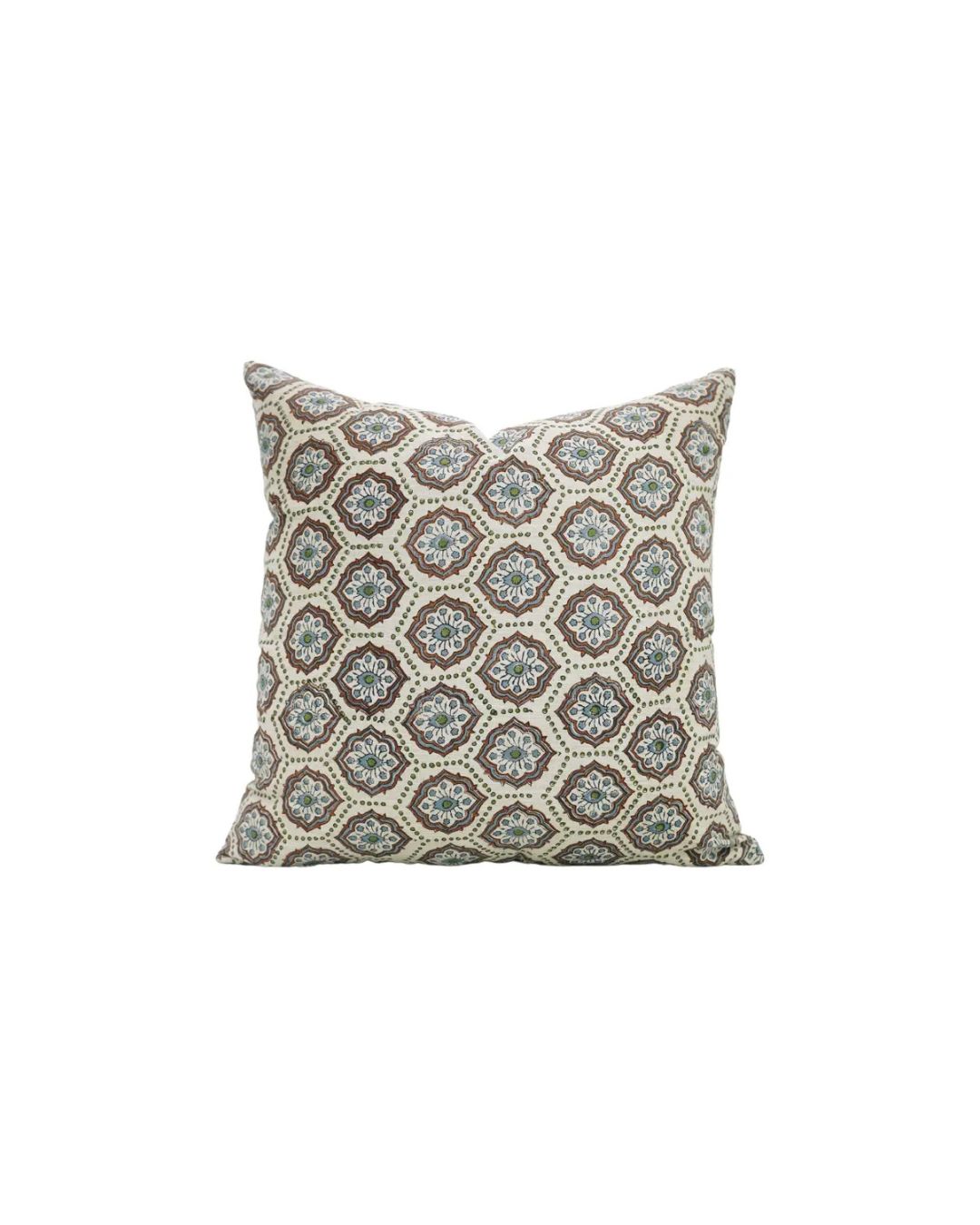Bohemian Block Print Linen Blend Pillow Cover - Charkha