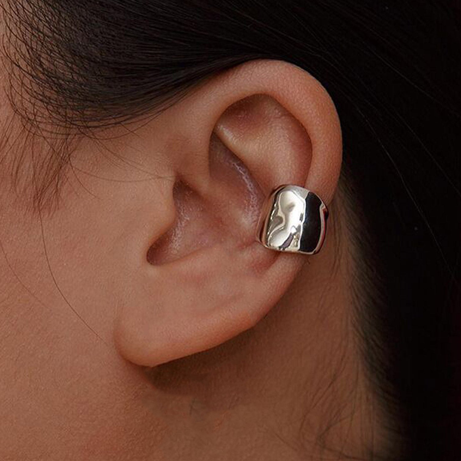 Ear Cuff Statement Silver Moon Earring