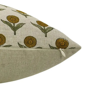 Handmade Stylish Block Print Boho Pure Linen Pillow Cover- Ganda Pushp