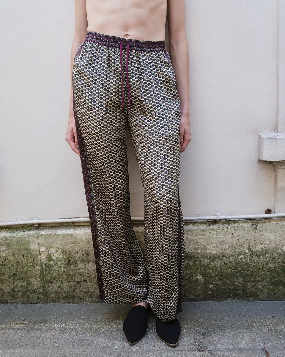 Embossed Botanical Crepe Pant