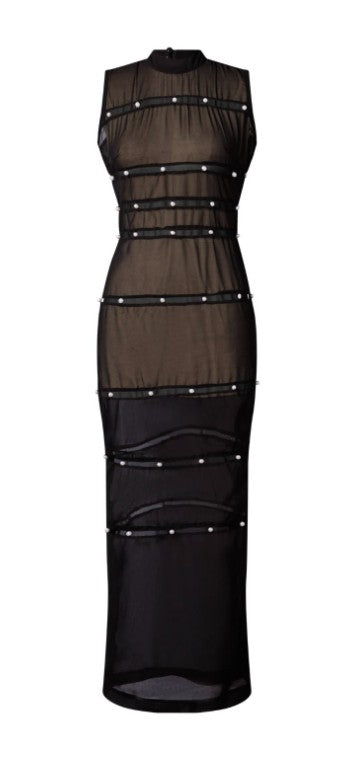Ife Sleeveless Sheer Black Dress