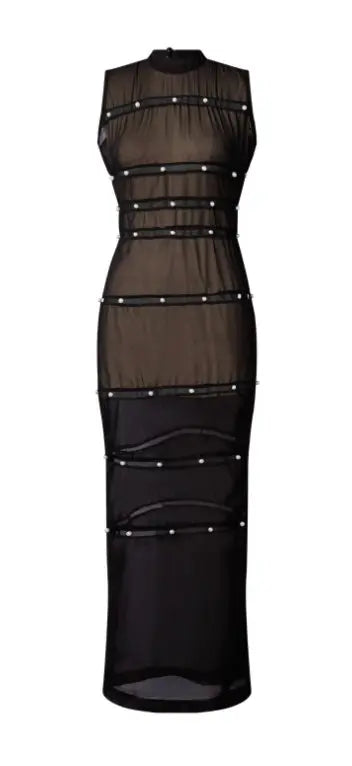 Ife Sleeveless Sheer Black Dress