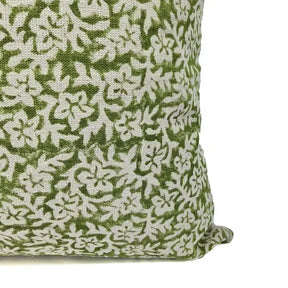 Floral Block Print Thick Linen Room Pillow Cover -Nidhivan