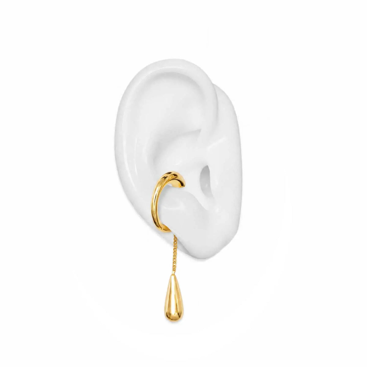 Sculptural Gold Drop Ear Cuff