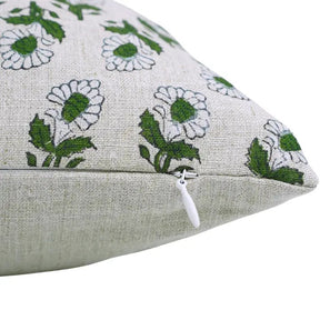 Artisan Hand-Carved Made Block Printed Pure Linen Pillow Cover - Ashoka