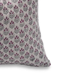 Unique Floral Block Print Thick Linen Pillow Cover - Alia