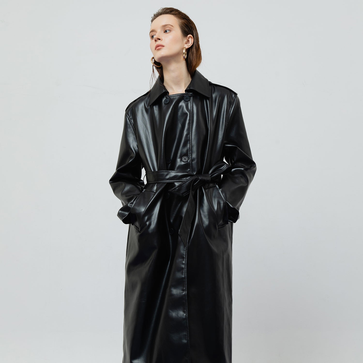 RAVEN LEATHER TRENCH COAT