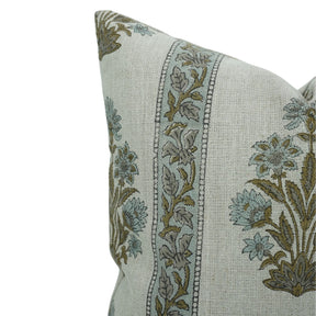 Block Print Boho Thick Linen Pillow Cover- Morpankh Border