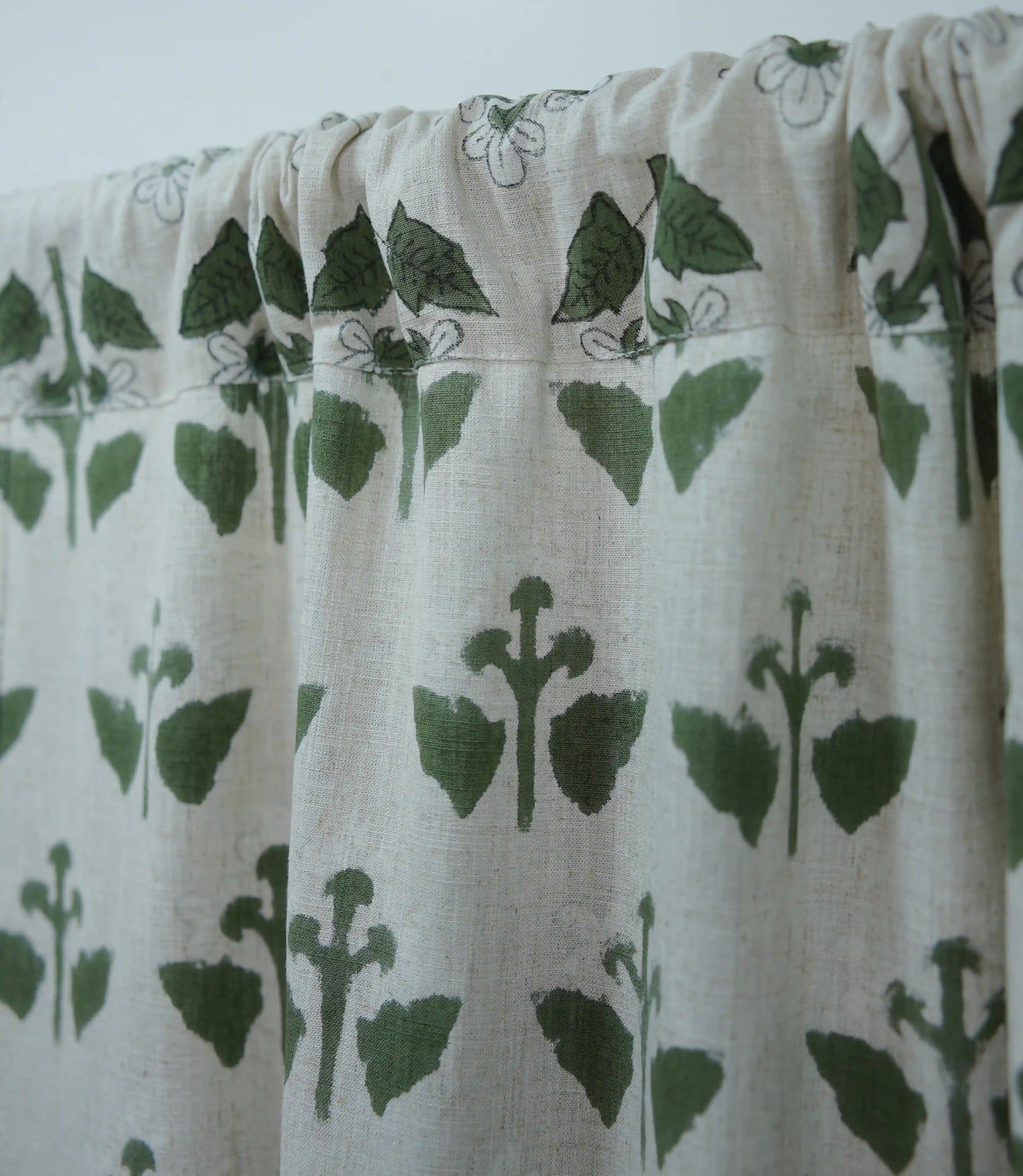 Chahat Handmade Block Print Floral Linen Curtains