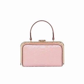 Luxury Pink Snakeskin Leather Mini Handbag