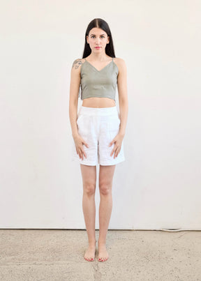 V-neck Crop Trop In Linen