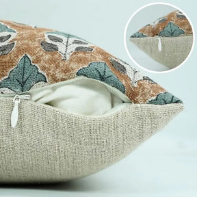 Indian Block Print Thick Linen Pillow Cover - Mayur