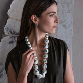 CARMEN Ceramic & Silver Spheres Long Necklace