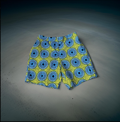Yellow and Turquoise Waves Shorts