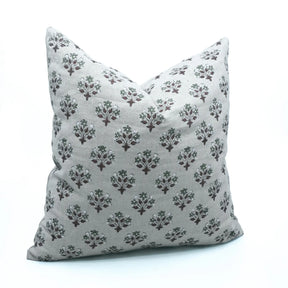 Boho Flower Hand Block Print Pure Linen Pillow Cover - Diwali Flower