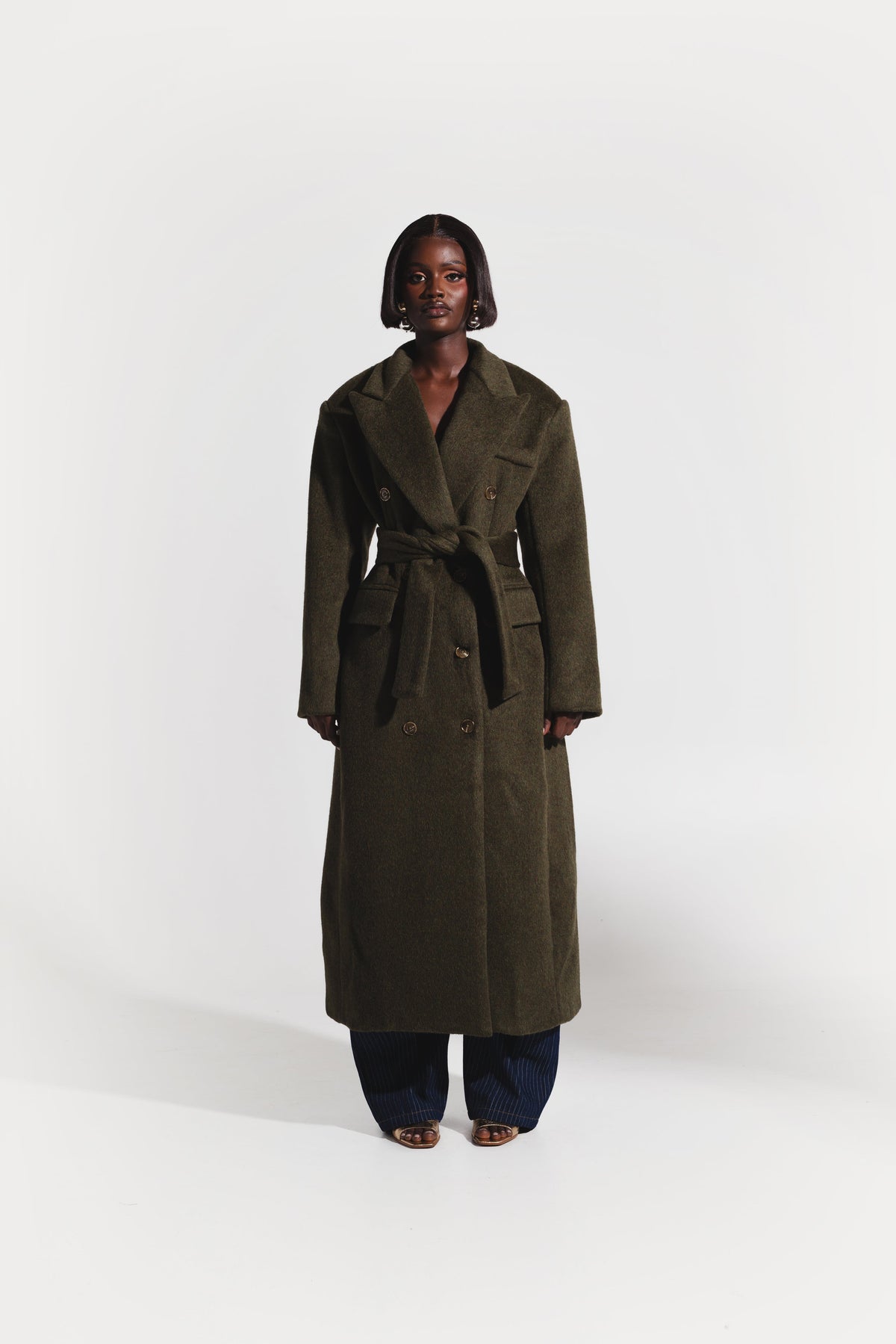 IMAN Wool Long jacket in OLIVE