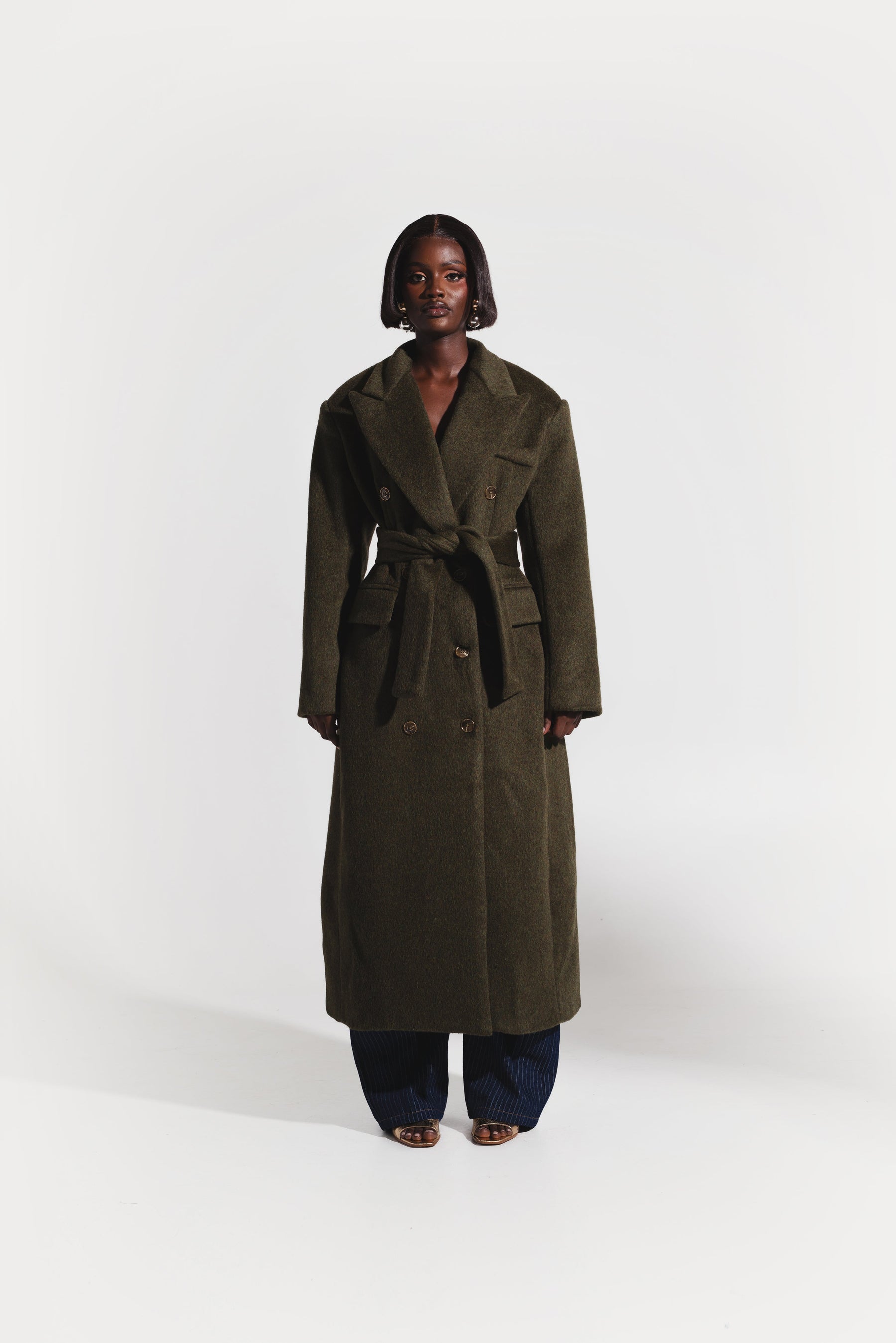 IMAN Wool Long jacket in OLIVE