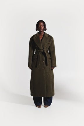 IMAN Wool Long jacket in OLIVE