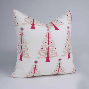 Hand Block Printed Cotton Pillow Cover for Sofa - Christmas Tree Pillow