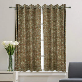 Decorative  Block Print Pure Linen Grommet Curtain - Pishta