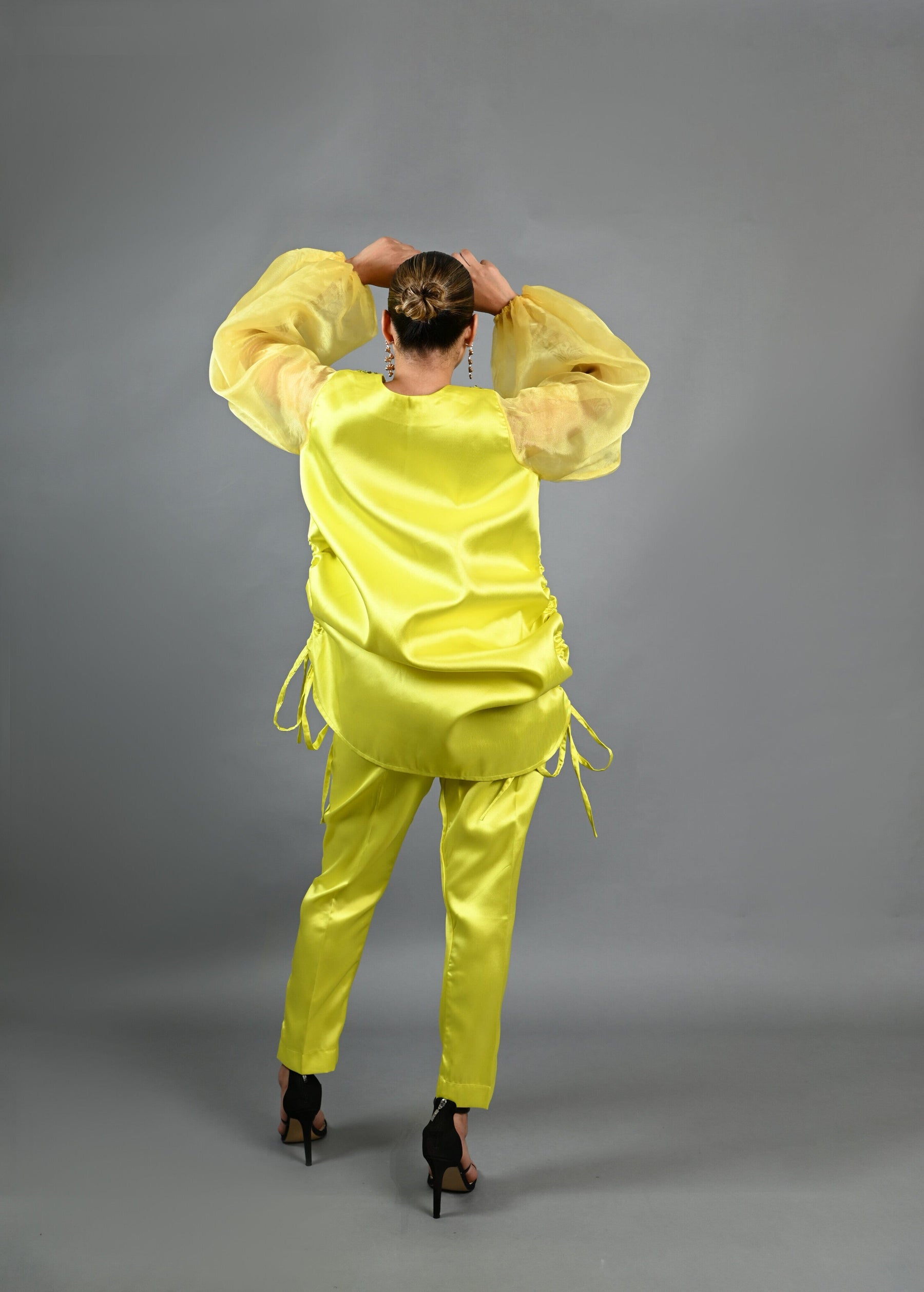 Boss Tunic Top and Pant set with sequin and bubble sleeves (Neon)