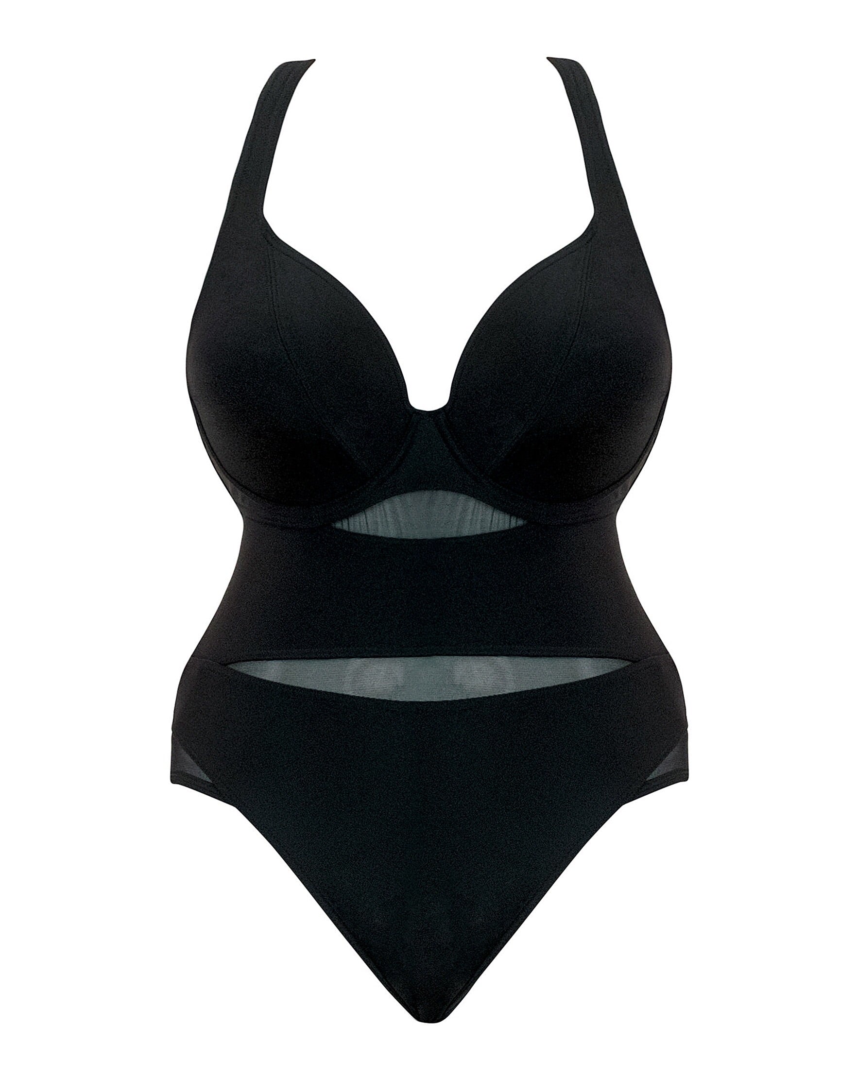 Curvy Kate Sheer Class Plunge Swimsuit Black