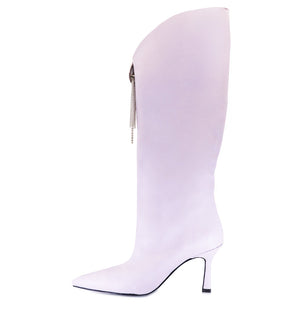 Violet Ecological Leather High Boots with Studded Details Misha
