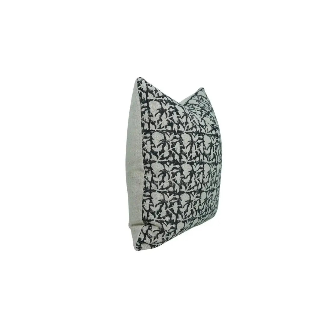 Artisan Hand Block Printed DesignThick Linen Pillow Cover- Midnight