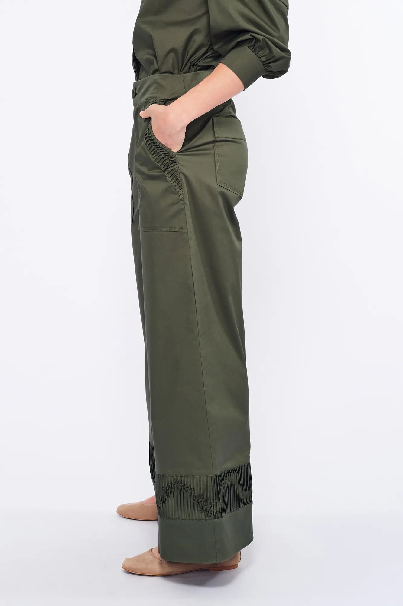 Viena Sculptural Hem Trouser | Olive