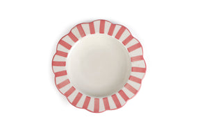 Ceramic stripe Salad Plate,  Pink - 8.25 x 8.25 x 1.25 Inches