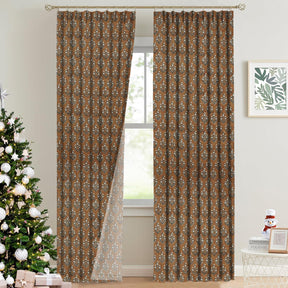 Handblock Print Thick Linen Pleated Curtain - Neelg]agan