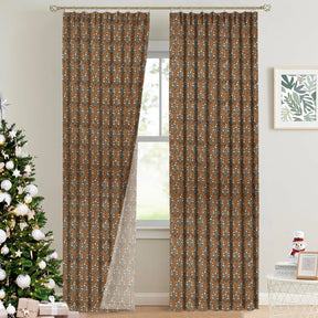 Handblock Print Thick Linen Pleated Curtain - Neelg]agan